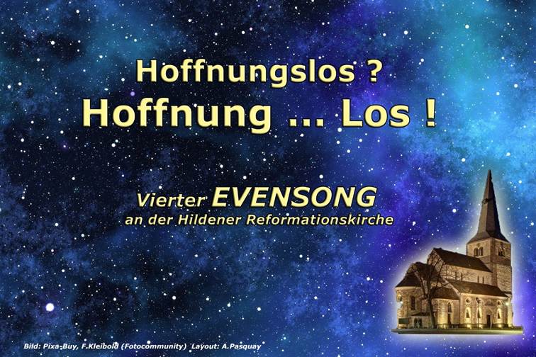 Mehr über den Artikel erfahren Vierter Evensong am 14. März 2025, Neue Zeit: 19.00 Uhr, in der Reformationskirche Hilden