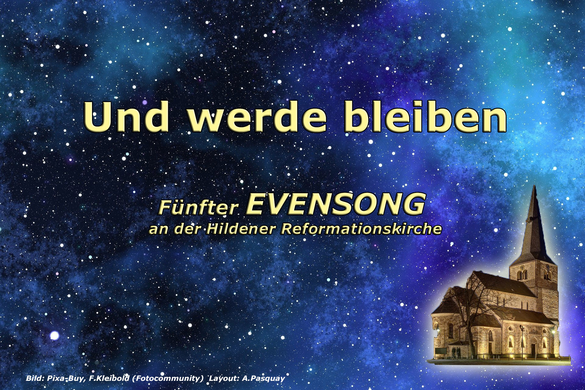 Mehr über den Artikel erfahren Fünfter Evensong: am 13.6.25, neue Zeit 19 Uhr, Reformationskirche