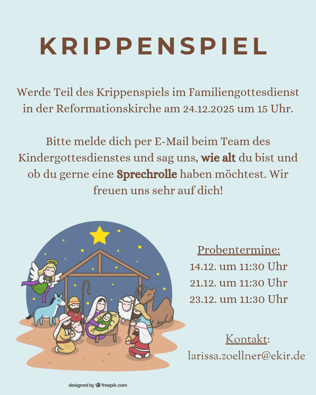 Mehr über den Artikel erfahren Krippenspiel in der Reformationskirche 2025