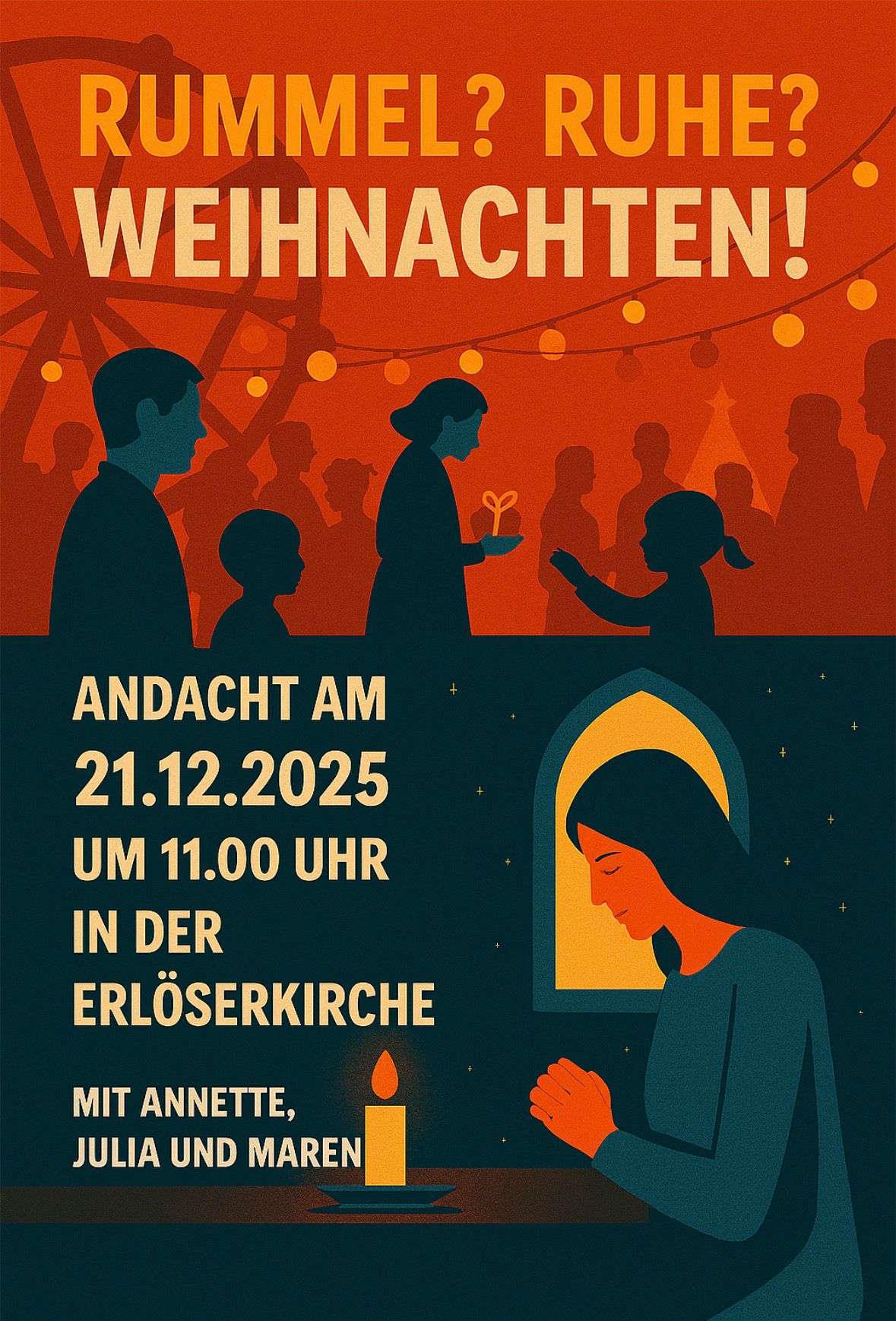 Mehr über den Artikel erfahren Andacht am 21.12.2025 um 11 Uhr in der Erlöserkirche