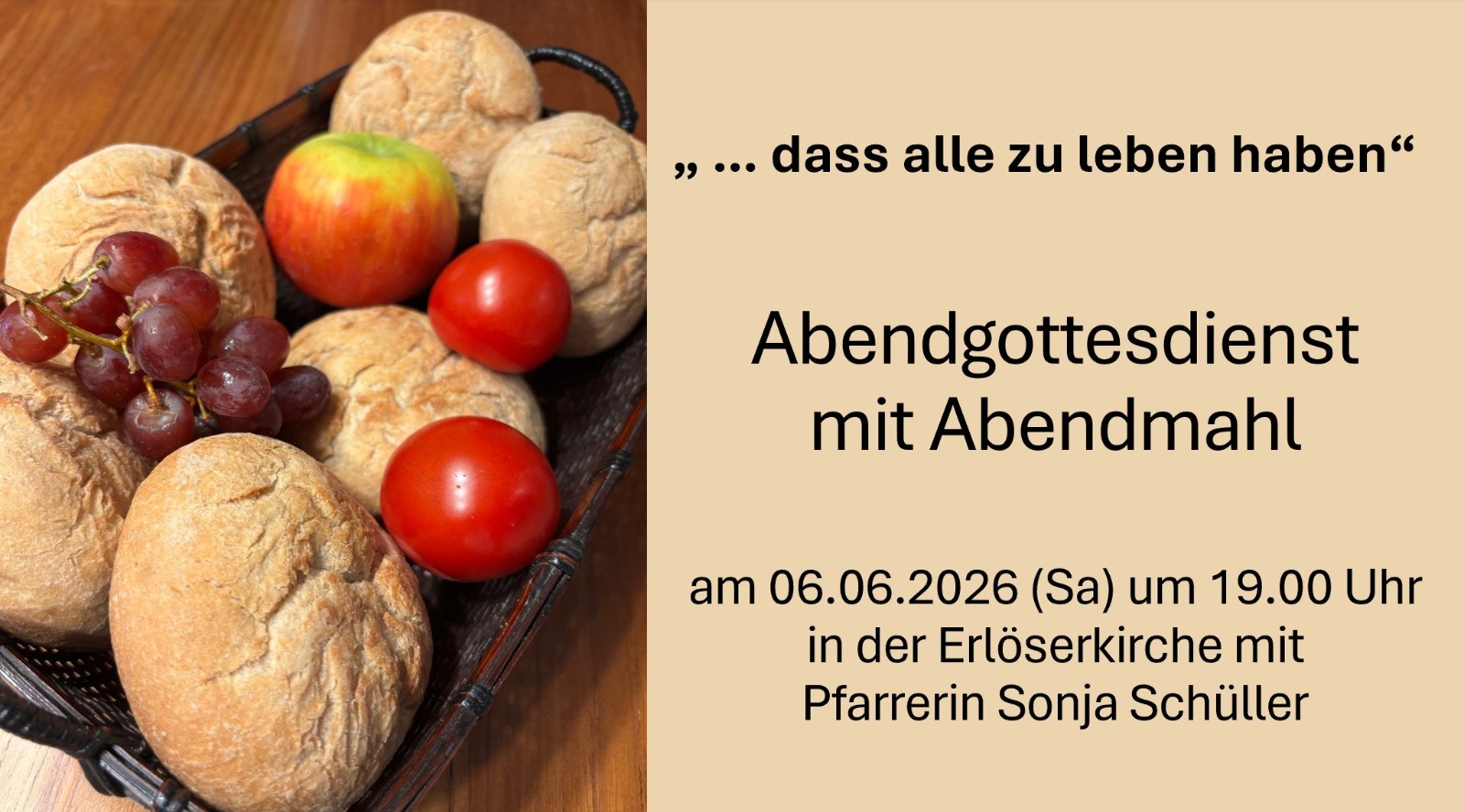 Du betrachtest gerade Abendgottesdienst mit Abendmahl am 6.6.26 um 19 Uhr in der Erlöserkirche