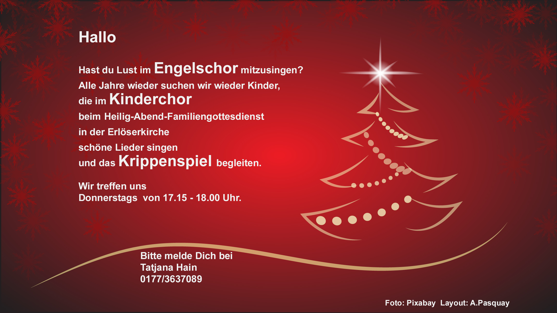 Du betrachtest gerade Wir suchen noch Kinder für den Engelschor am 24.12.26 in der Erlöserkirche